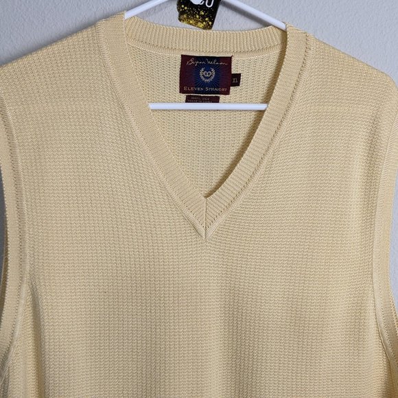 Byron Nelson Eleven Straight Men's XL Yellow Silk Golf Sweater Vest Sleeveless - Picture 1 of 7